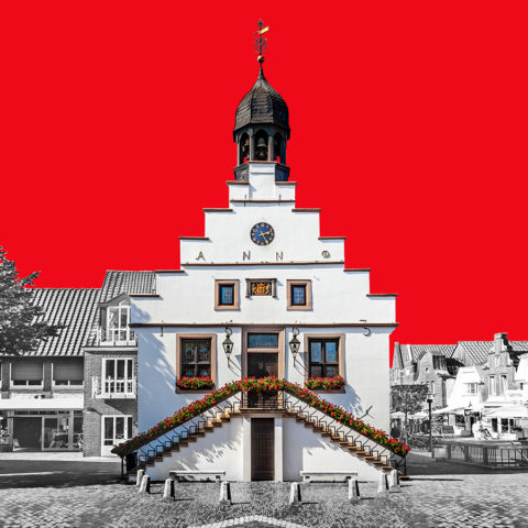 rathaus-lingen-artbox-gelb-40x40-popart-stil-fotogen-lingen